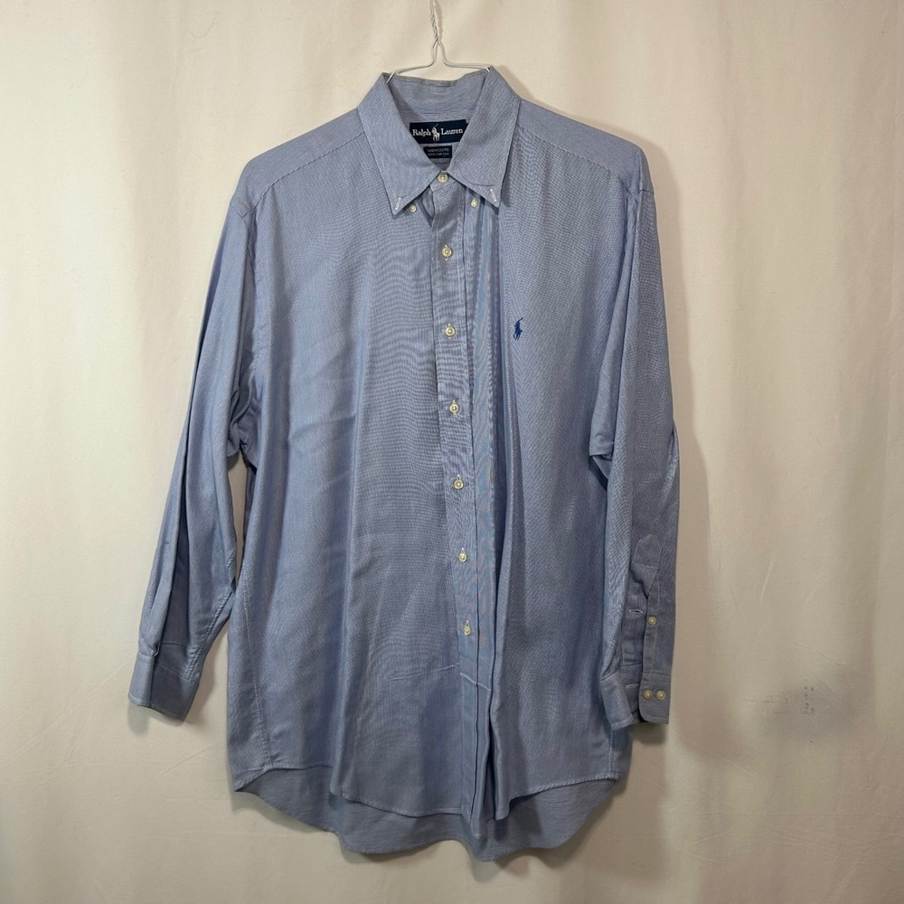 Ralph Lauren Mens Dress Shirt‎ Long Sleeve Blue Yarmouth Button Down 16